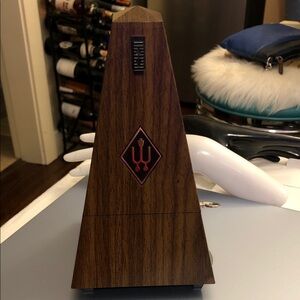 Vintage Wooden Metronome with Inlay Design
